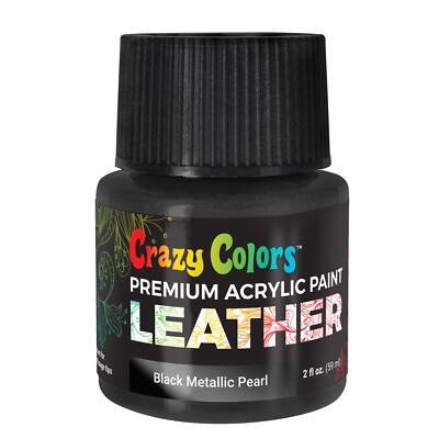 Black Metallic Pearl Acrylic Leather Shoe Paint, 2 oz - Sneakers, Jackets, Bags