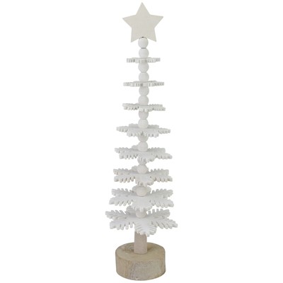 Northlight 22'' White Wooden Snowflake Cutout Christmas Tree a Star Table Decor