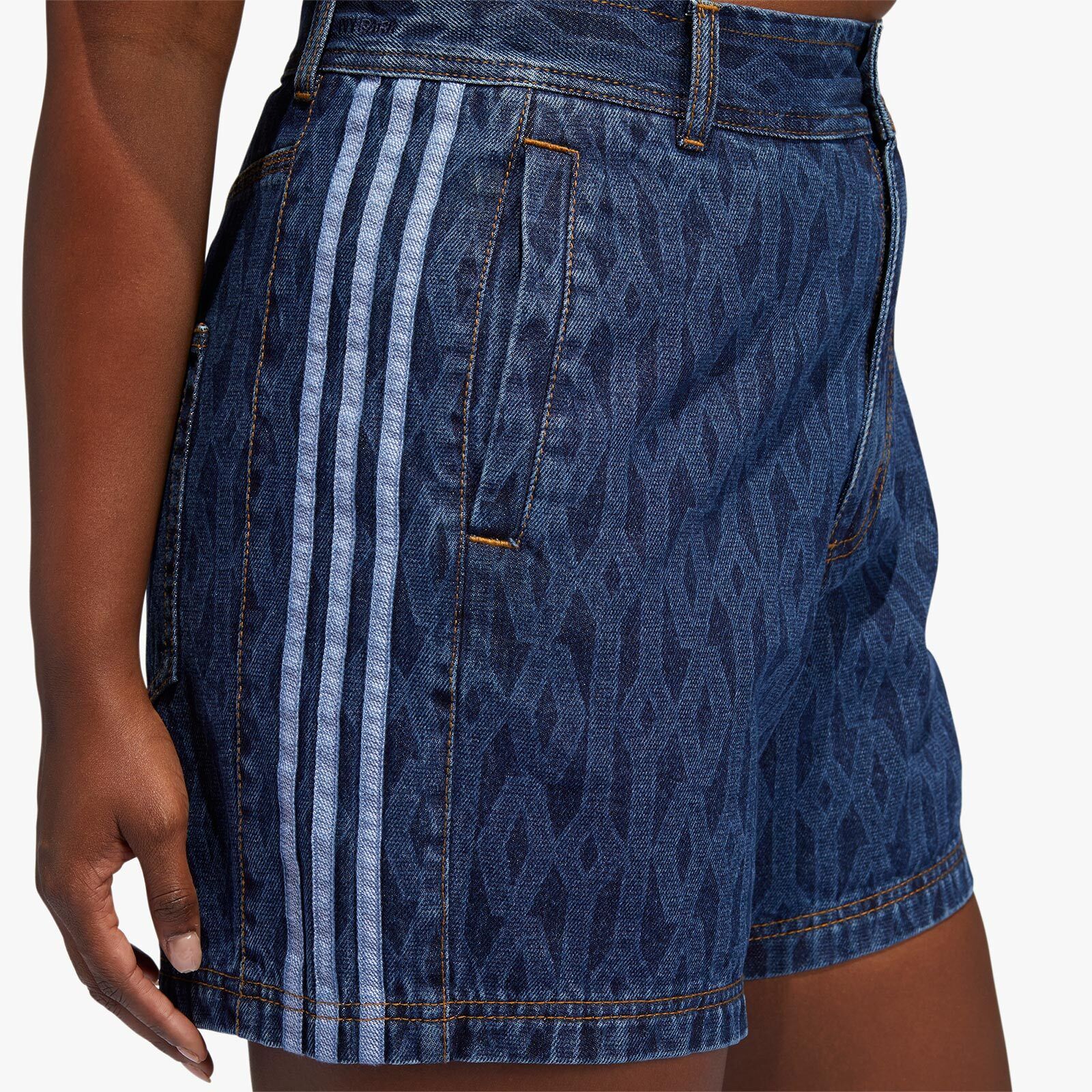 Adidas Women's Ivy Park Dark Blue Ivy Monogram Denim Shorts Adidas Women's Ivy Park Dark Blue Ivy Monogram Denim Shorts
