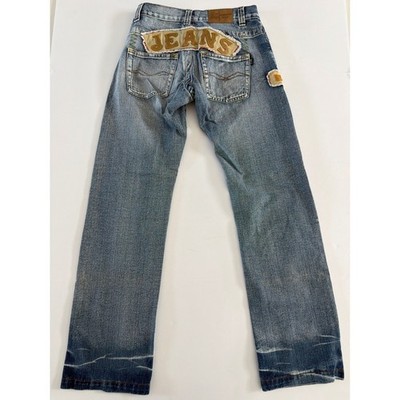 Vintage EG Eurgiulio Jeans Mens Y2K Acid Wash Embroidered Straight Leg Denim