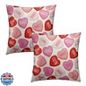 Pink and Red Heart Throw Pillow Cover 18x18 Inch Pack of 2 Valentine's Day Cream and Pink Cushion Pillow Case Square Colorful Love Heart Pillowcase Decor for Party Bed Sofa Home Car Bedroom Outdoor