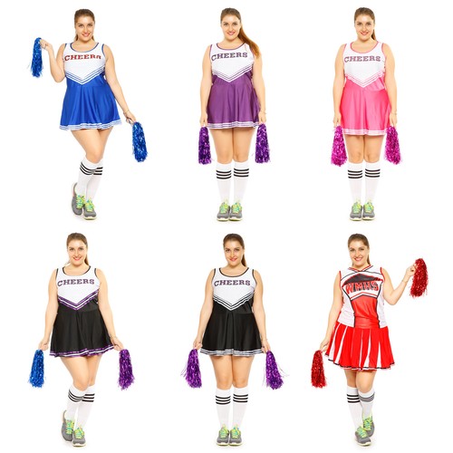 Übergröße Cheerleader Uniform Kostüm Uniform Cheerleading Cheer Leader 6 Farben