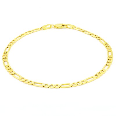 Pre-owned Nuragold 14k Yellow Gold Solid 3.5mm Mens Figaro Chain Link Bracelet Lobster Clasp 8"