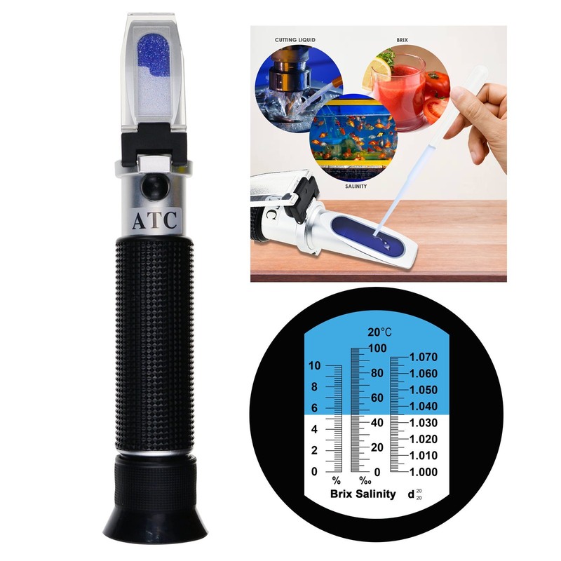 Salinity 0100PPT & Brix 010 Refractometer SG Triple Scale Saltwater