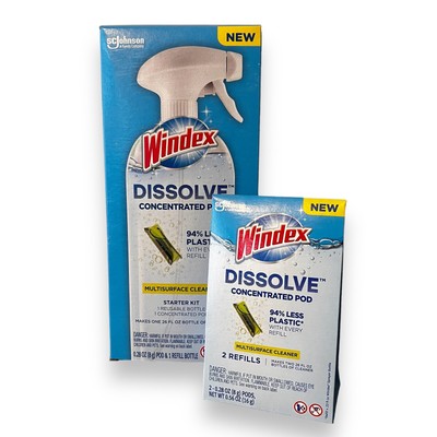 Windex Dissolve Pods Multisurface Cleaner Starter Kit & Refill 3 Reusable