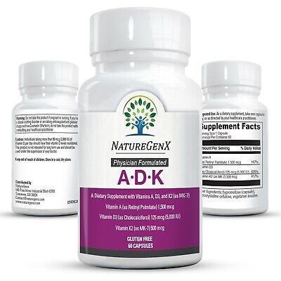 ADK Vitamin Supplement w/ Vitamins A, D3, K2 as MK7 for Bone Heart Immune Health