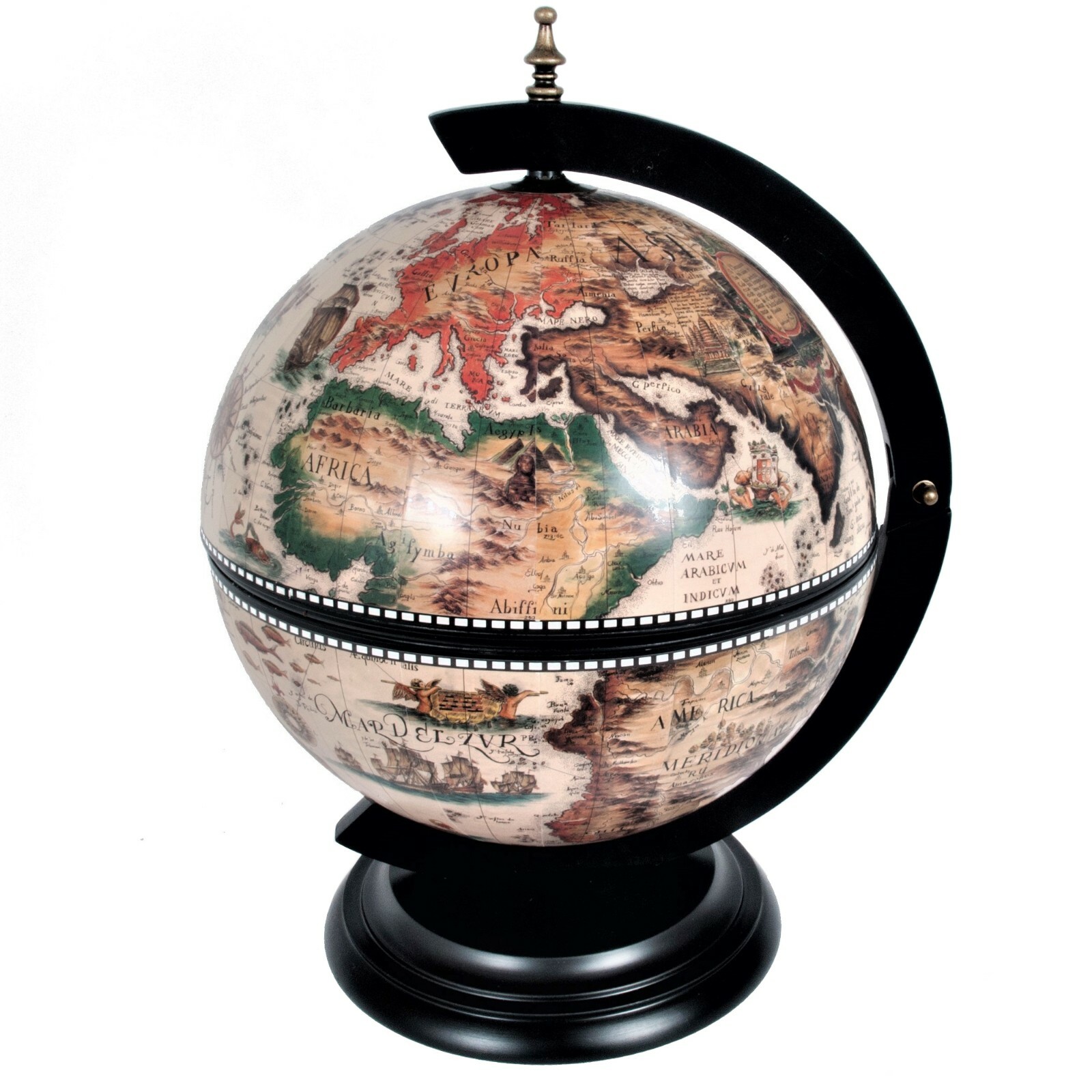 Handcrafted Tabletop Vintage Rotating World Globe Chess Game Set Home Décor