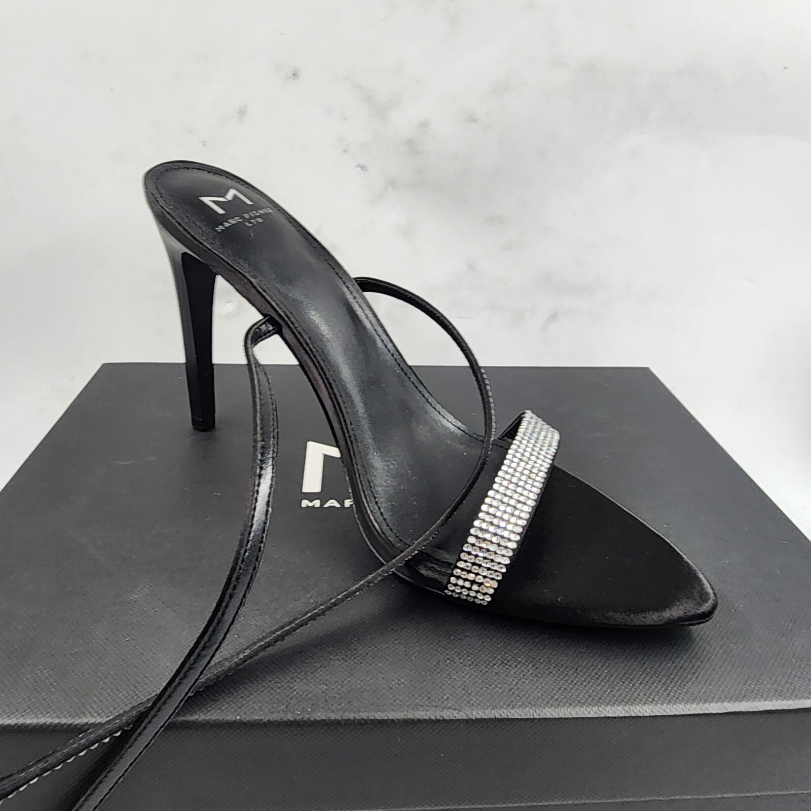 Marc Fisher LTD. Cammile Embellished Ankle Strap High Heels Women's 8.5M Black - Picture 8 of 18