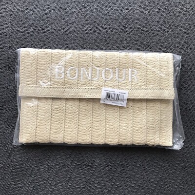 NWT Bonjour Straw Clutch Summer Beach Festival Chic Boho Vacation Vibes