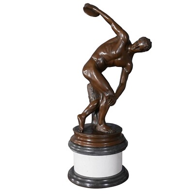 NBRHMN114 Niagara Furniture, Bronze Discus Thrower on Marble Base, Bronze