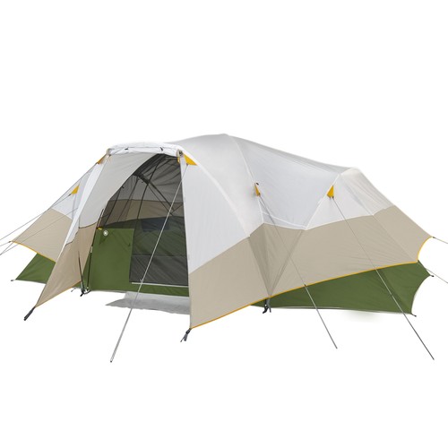 Slumberjack Aspen Grove 8Person 2Room Hybrid Dome Tent with Full Fly White Green