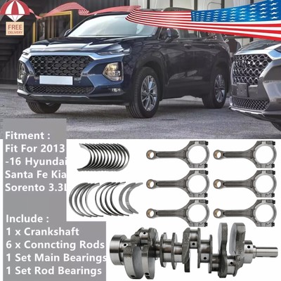 Crankshaft Rods w/Bearing Kit For Kia Sorento Hyundai Santa Fe G6DH 3.3L Engine 