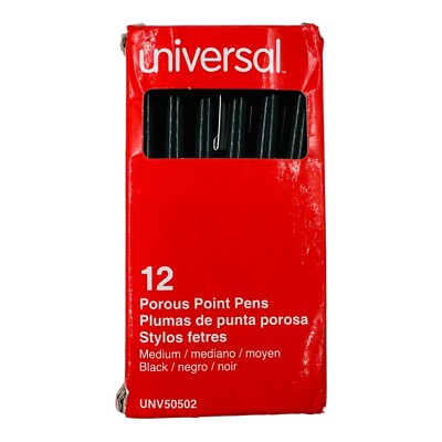 12 Pens Universal Porous Point Pen Stick Medium 0.7 mm Black Ink