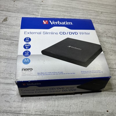 Verbatim External Slimline CD/DVD Writer USB 2.0 Black - Tested