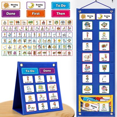 Visual Schedule for Kids Chore Chart, Morning Bedtime Routine Chart for Toddl...