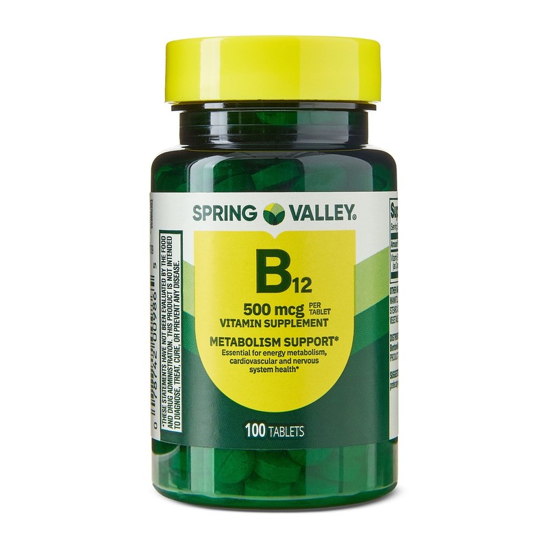 Spring Valley Vitamin B12 Supplement 500mcg 100 Tablets Metabolism Support