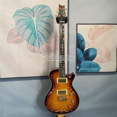 Sunburst Electric Guitar Quilted Maple Veeer HH Pickup Mahogany Body Gold Part