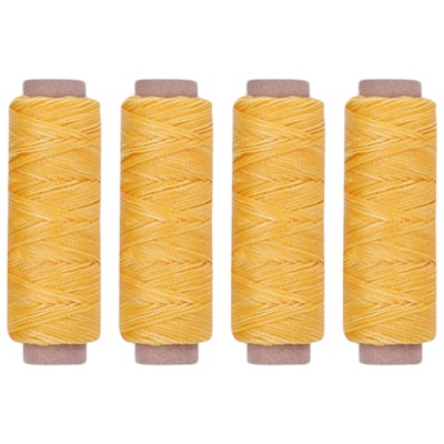 [4-Pack Yellow] Premium Waxed Polyester Thread for Leather Crafting, 1mm x