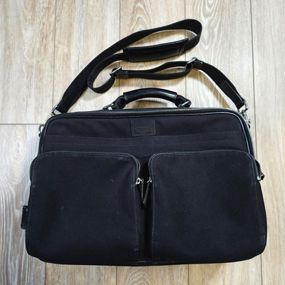 Coach Black Fabric Leather Trim Laptop Messenger Bag Briefcase *See Description