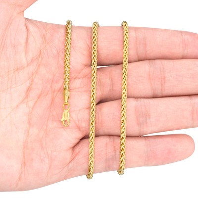 NURAGOLD 10K YELLOW GOLD 2.5MM PALM WHEAT FOXTAIL FRANCO ROUND SPIGA CHAIN NECKLACE 26"