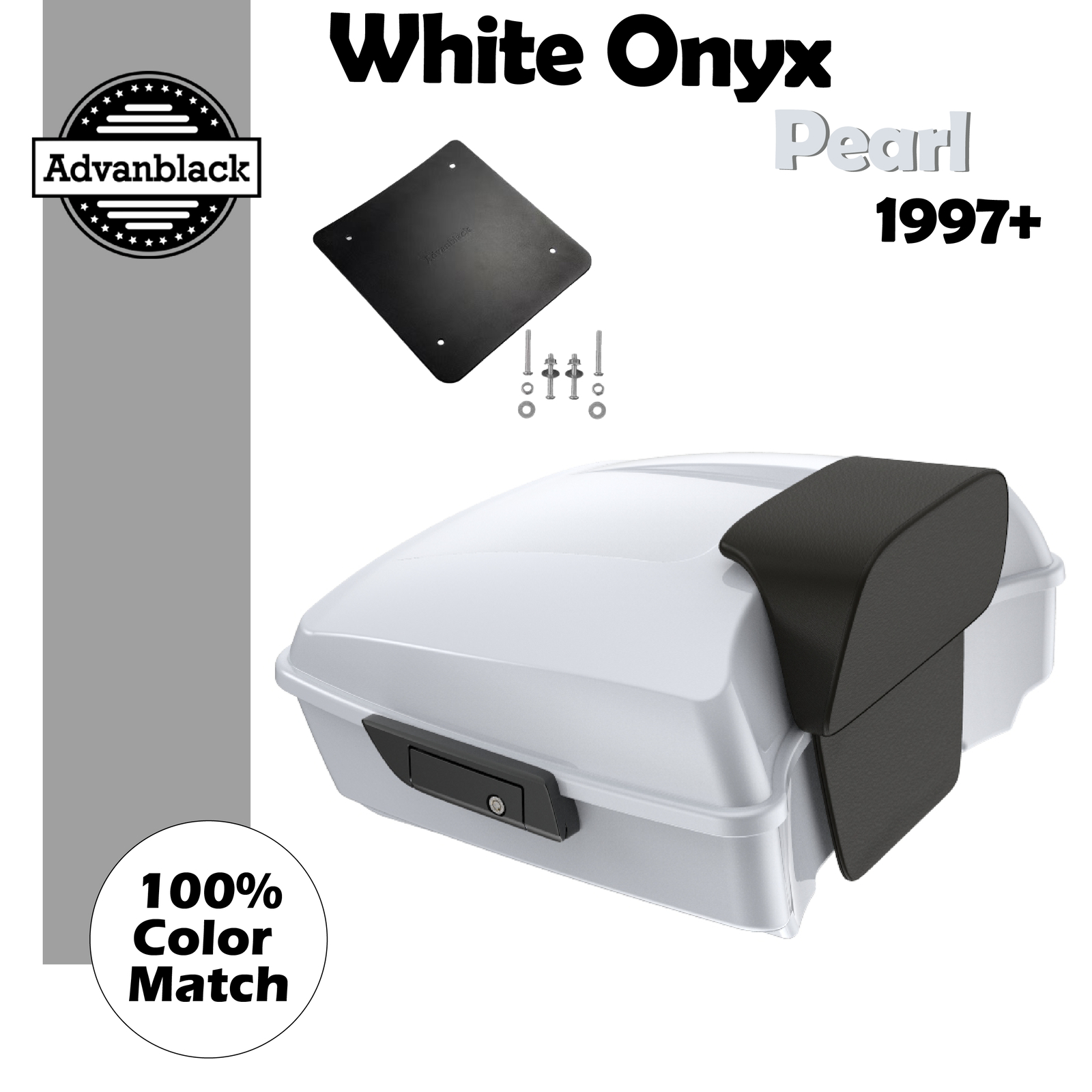 White Onyx Pearl Chopped Tour Pak Pack Trunk Fits Harley