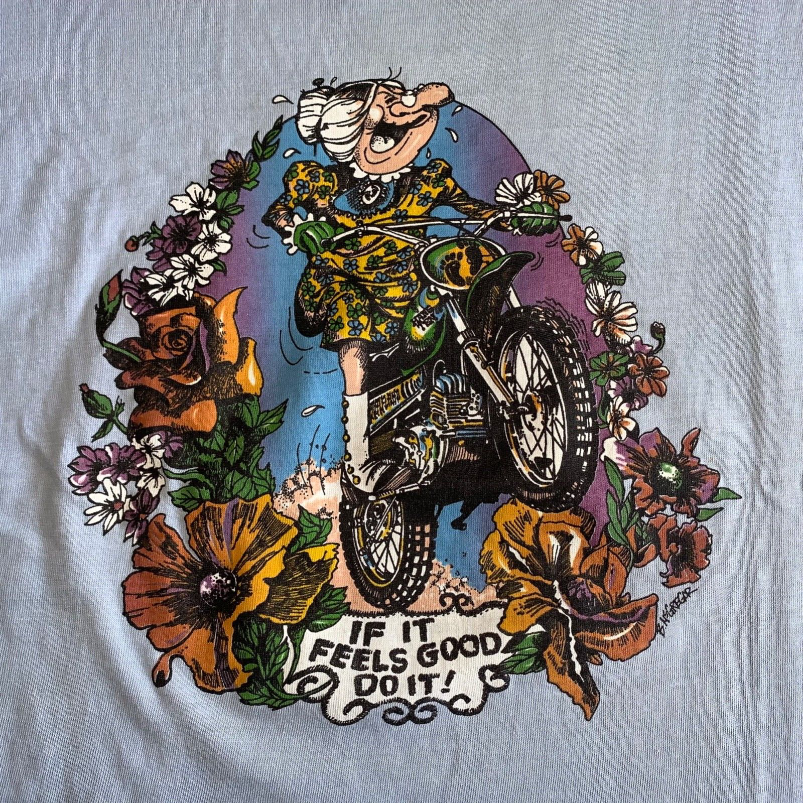 RARE 70s VINTAGE HANG TEN SURF BRAND GRANNY MX MOTOCROSS T