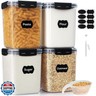 Large Thicker Food Storage Containers with Lids Airtight 5.3L/179Oz, 4pcs Plastic Pantry Storage Container for Dry Food/Flour/Sugar/Pasta/Cereal/Baking Supplies, Canister for Kitchen Organization