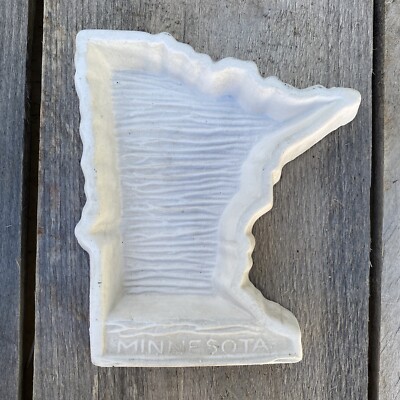 Ceramic Minnesota Shaped Cutout Tray Paintable Craft White 5X4  Art Project