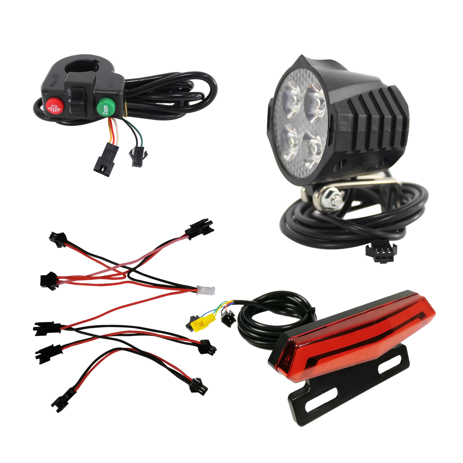 Ebike 24V 48V 60V Headlight Tail Light Horn Kit