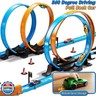 LILYBUDS Toy Car Track Set for Boys Kids Age 3-5 4-7 8-12, Long Race Tracks with 4 Action Loops and 4 High-Speed Slot Cars, 35+ Pieces of Race Track to Create Multiple Configurations