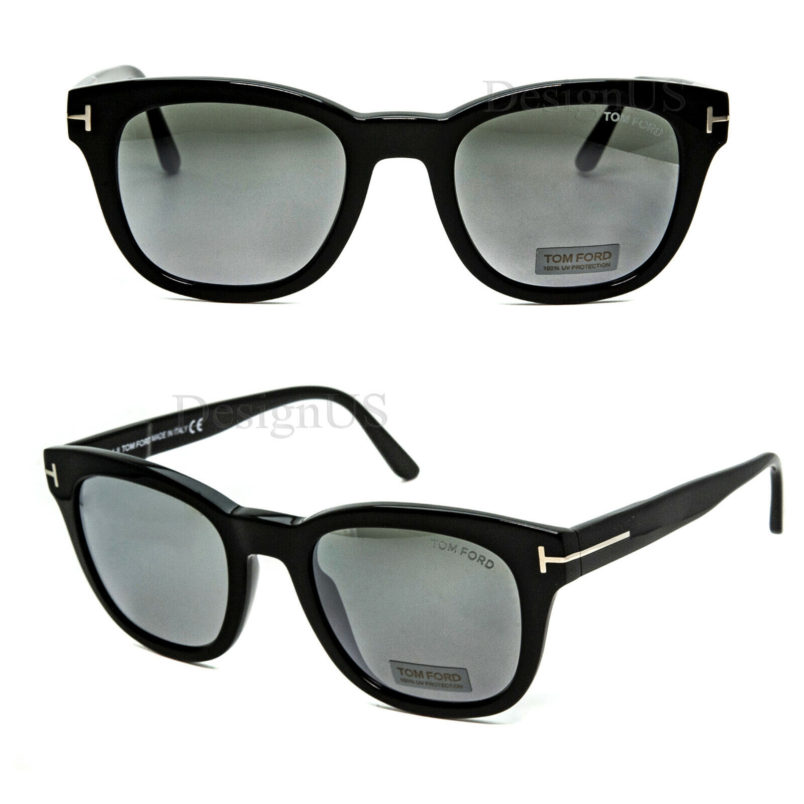 Pre-owned Tom Ford Eugenio Tf676 01c Black Smoke Mirror 52/22/145 Sunglasses Italy In Gray