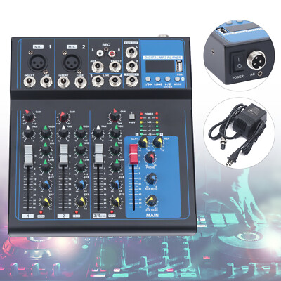 4 Channel Mixer Bluetooth Studio Audio Mixer DJ Live Sound Mixing Console USB