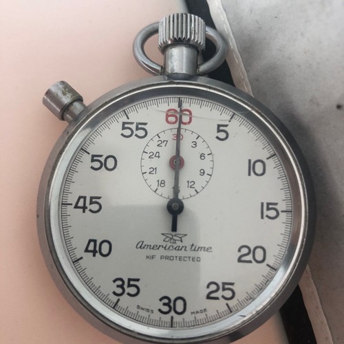 Vintage American Time Stopwatch Silver USA Works Tested