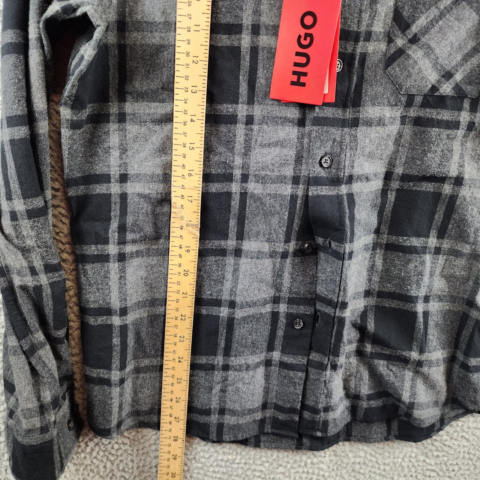 HUGO Straight Fit Ermann Long Sleeve Button Down Shirt Men M Gray Button Closure - Picture 9 of 14