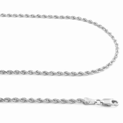Pre-owned Nuragold 14k White Gold 2.5mm Diamond Cut Rope Italian Chain Pendant Necklace Womens 18"