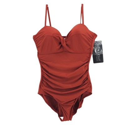 NWT MIRACLESUIT Madrid Bandeau Underwire One-Piece Swimsuit SPICE Size US 16