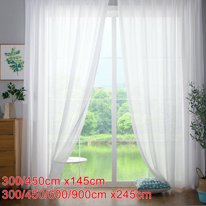450cm Gardinen transparent mit Ösen Kräuselband Schlaufen Vorhang Deko Stores