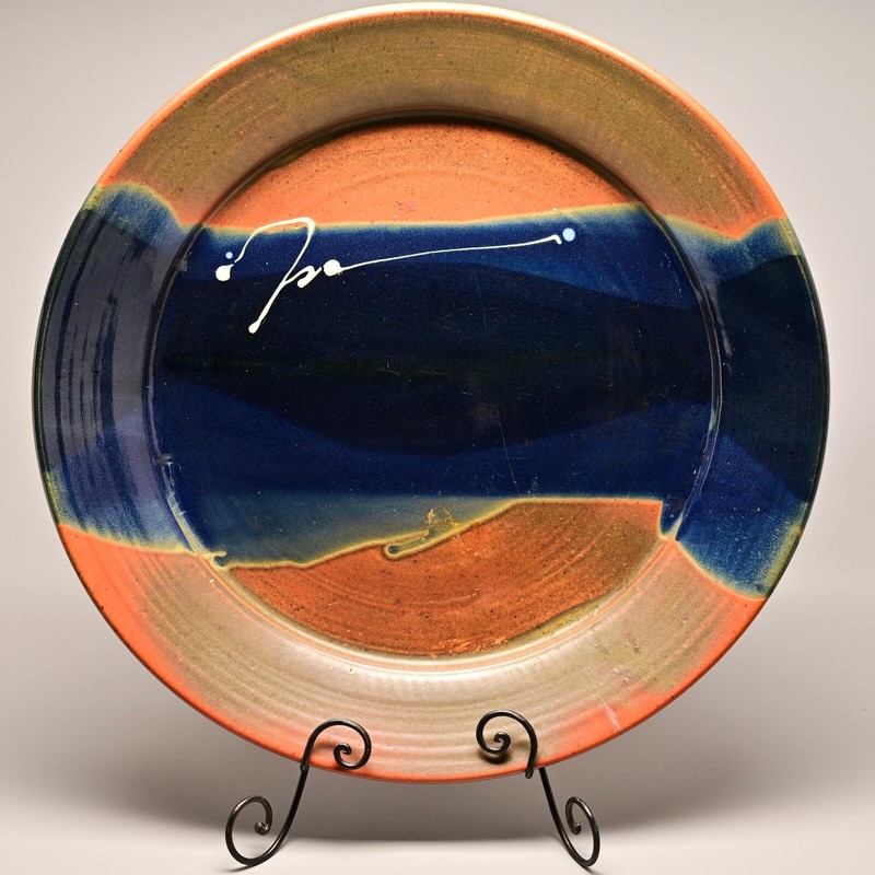 Original Vintage Signed Studio Pottery Ceramic Charger LARGE Centerpiece Plate
