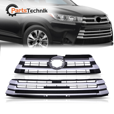 Front Grille Bumper Upper Lower For 2017-19 Toyota Highlander Replacement 