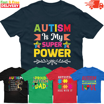 Autism Awareness Mens Kids T-Shirt Colorful Autistic Boys Girls Unisex Gift Xmas