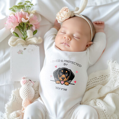 Personalised Pink Bunny Rabbit Name Initial Girl / Boy Baby Grow Bodysuit Vest
