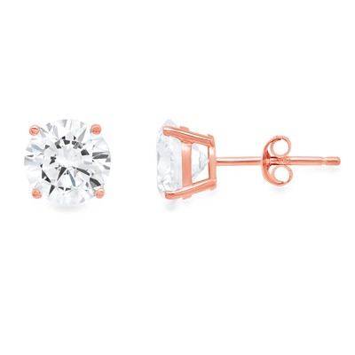 Pre-owned Pucci 2ct Round Cut Real Synthetic Moissanite Stud Earrings 14k Rose Gold Push Back In D
