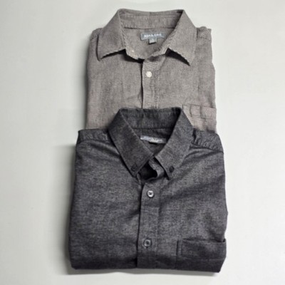 Ash & Erie Button Front Shirt Bundle Men Size S Slim Gray Houndstooth Flannel