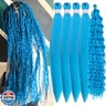 Navy Blue Braiding Hair Pre Stretched Light Blue Boho Hair for Braiding Prestretched ez Braid Crochet Curly Deep Wave Braids Knotless Synthetic Boho Braids