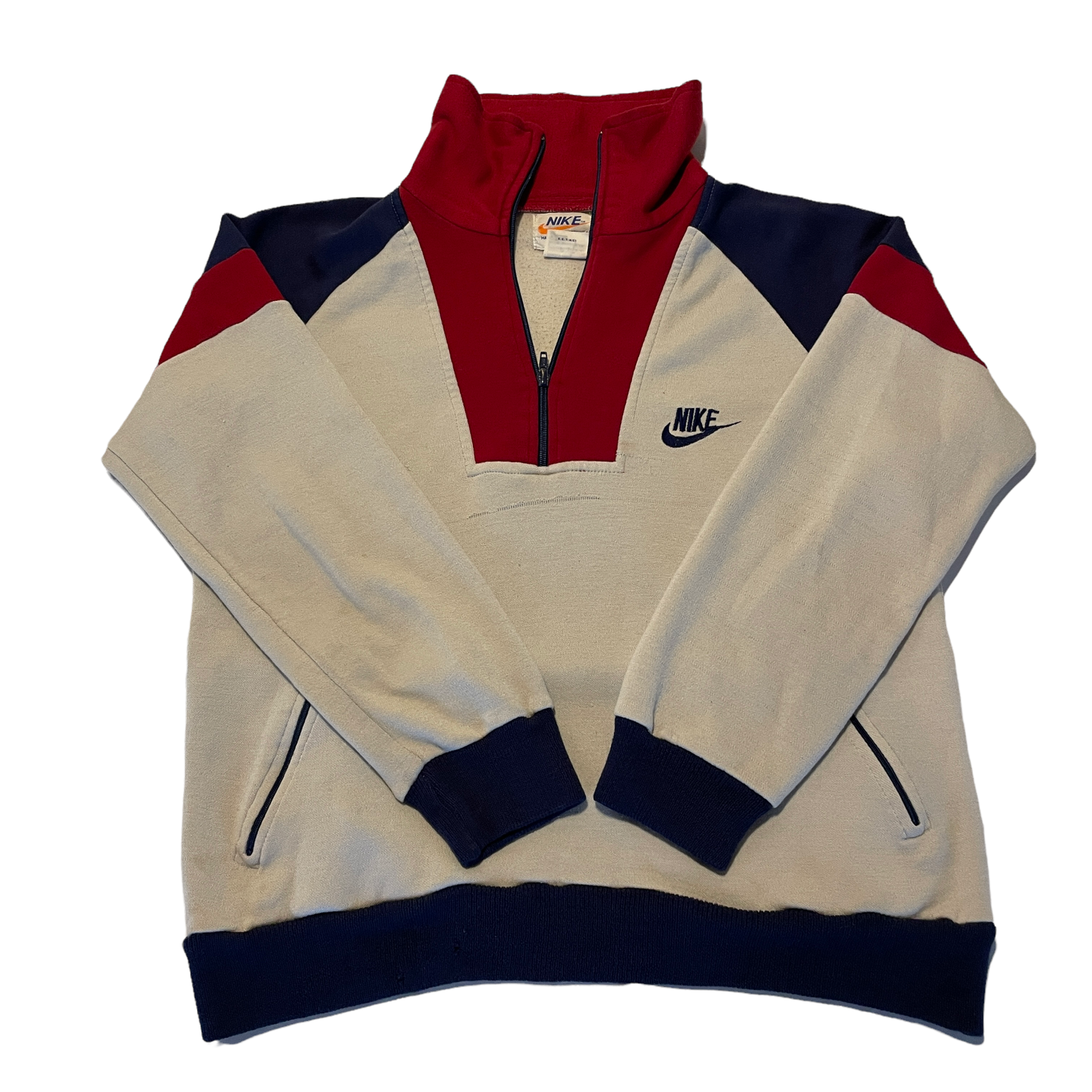 Nike Vintage 70s Sweatshirt Pullover Cream Red Blue Spell Nike Vintage 70s Sweatshirt Pullover Cream Red Blue Spell