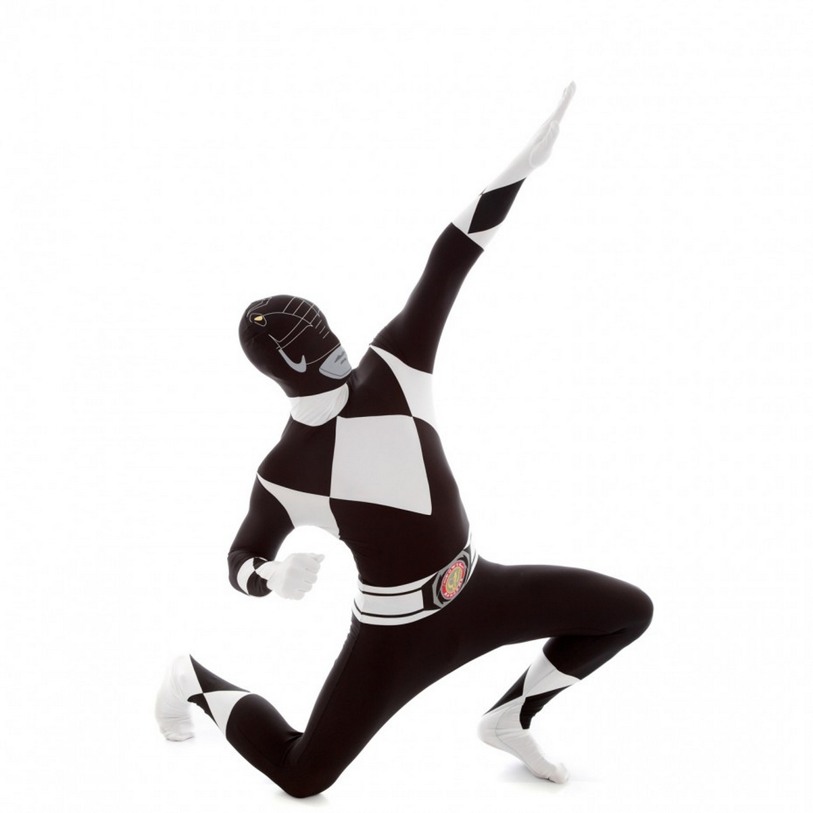 Adult Black Power Ranger Morphsuit Mens Superhero Costume  Skin Suit M - XXL