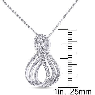 Pre-owned Amour 1/4 Ct Tw Diamond Multi-row Twist Pendant With Chain In 10k White Gold
