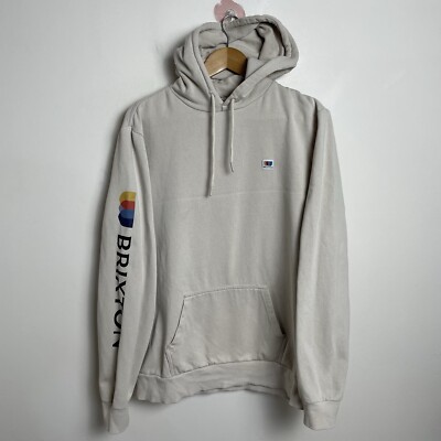 Brixton Beige Fleece Hoodie Mens Size Large Sweatshirt Pullover