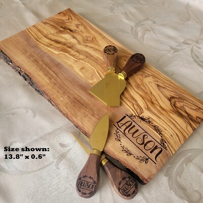 Olive Wood Cutting Board, Rustic Live Edge Cheese Board, Charcuterie Board