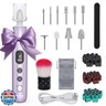 PELCAS Electric Nail Drills, 10 Speeds Cordless Nail File with LED Light, Portable Manicure and Pedicure Kit, Nail Grinder with LCD Screen for Human, Pet, Thick Toenails, Natural and Acrylic Nails Purple